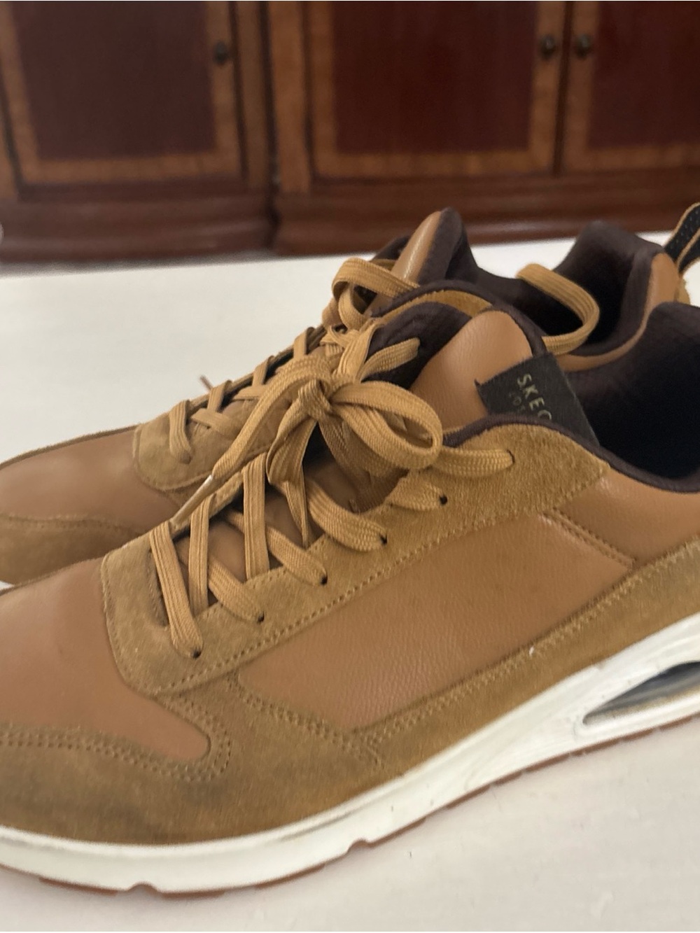 Skechers Men’s Wheat Brown Lace-Up Athletic Sneakers